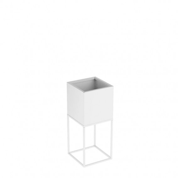 Suport ghiveci flori Lorient S, alb, metal,19x19x47 cm, cod 111010