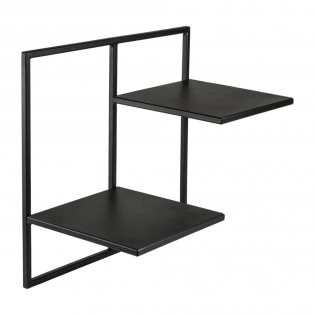 Etajera flori 2 ghivece, 38.5x20x35cm, metal, negru, Elven M 