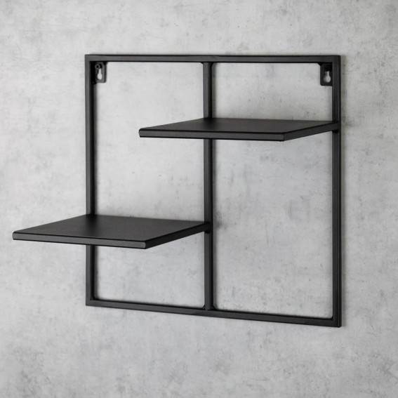 Etajera flori 2 ghivece, 38.5x20x35cm, metal, negru, Elven M