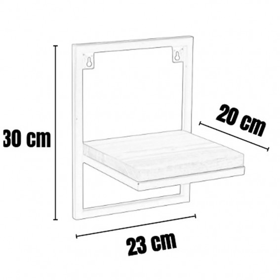 Suport ghiveci flori, 23x20x30cm, metal negru + polita stejar, Lens S