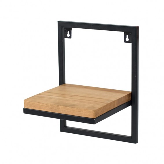 Suport ghiveci flori, 23x20x30cm, metal negru + polita stejar, Lens S