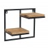 Etajera flori, 2 ghivece, 38.5x20x35cm, polite metal negru + stejar, Lens M