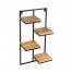 Etajera flori, 4 ghivece, 38.5x20x79.5cm, metal negru + polite stejar, Lens L