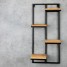 Etajera flori, 4 ghivece, 38.5x20x79.5cm, metal negru + polite stejar, Lens L