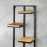 Etajera flori, 4 ghivece, 38.5x20x79.5cm, metal negru + polite stejar, Lens L