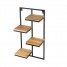 Etajera flori, 4 ghivece, 38.5x20x79.5cm, metal negru + polite stejar, Lens L