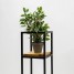 Suport ghiveci flori, 23x23x75cm, metal negru + polita stejar, Anet M