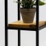 Suport ghiveci flori, 23x23x75cm, metal negru + polita stejar, Anet M