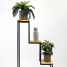 Suport ghivece flori, 60x20x112cm, 3 polite metal negru + stejar, Nicea L