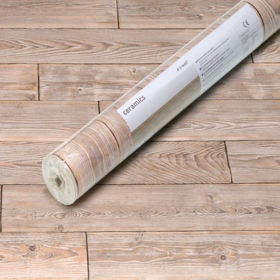 Tapet rezistent la apa, baie / bucatarie, lemn, maro/gri, 67.5cmx4m, Ceramics, Shabby Wood, d-c-Fix