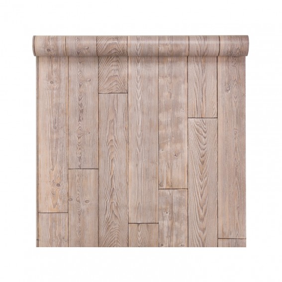 Tapet rezistent la apa, baie / bucatarie, lemn, maro/gri, 67.5cmx4m, Ceramics, Shabby Wood, d-c-Fix
