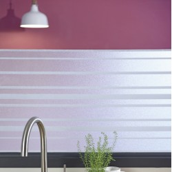 Autocolant geam Vénilia Stripes, static/fara adeziv, efect geam sablat, model linii, semitransparent/alb, 67.5cm x 1.5m