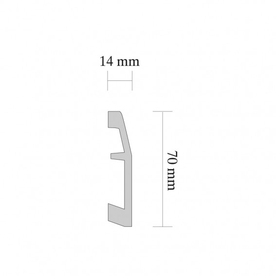 Plinta duropolimer decorativa, alba, 14x70mm, 2 ml/bax, Decosa SK70