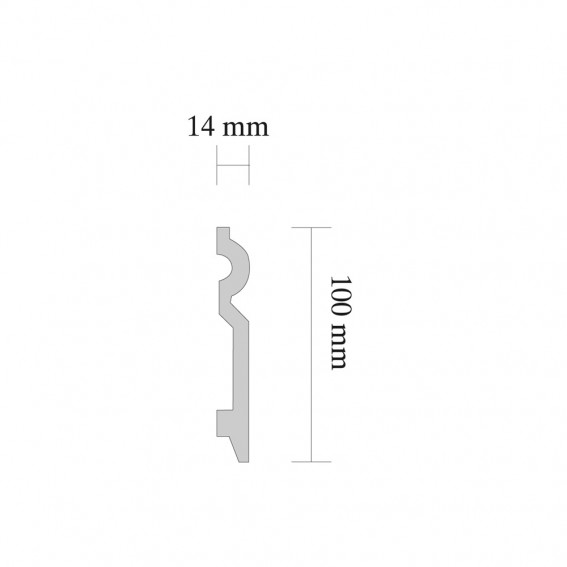 Plinta duropolimer decorativa, alba, 14x100mm, 2 ml/bax, Decosa SK100