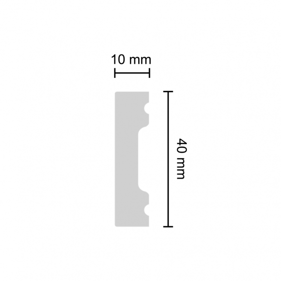 Plinta duropolimer decorativa, alba, 10x40mm, 2 ml/bax, Decosa SK40