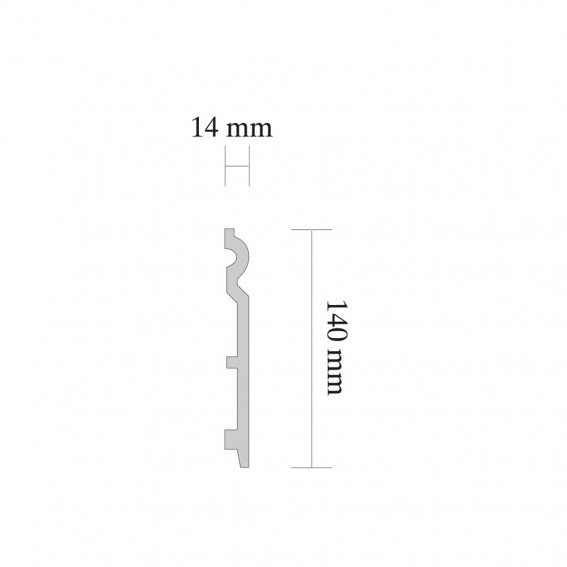 Plinta duropolimer decorativa, alba, 14x140mm, 2 ml/bax, Decosa SK140