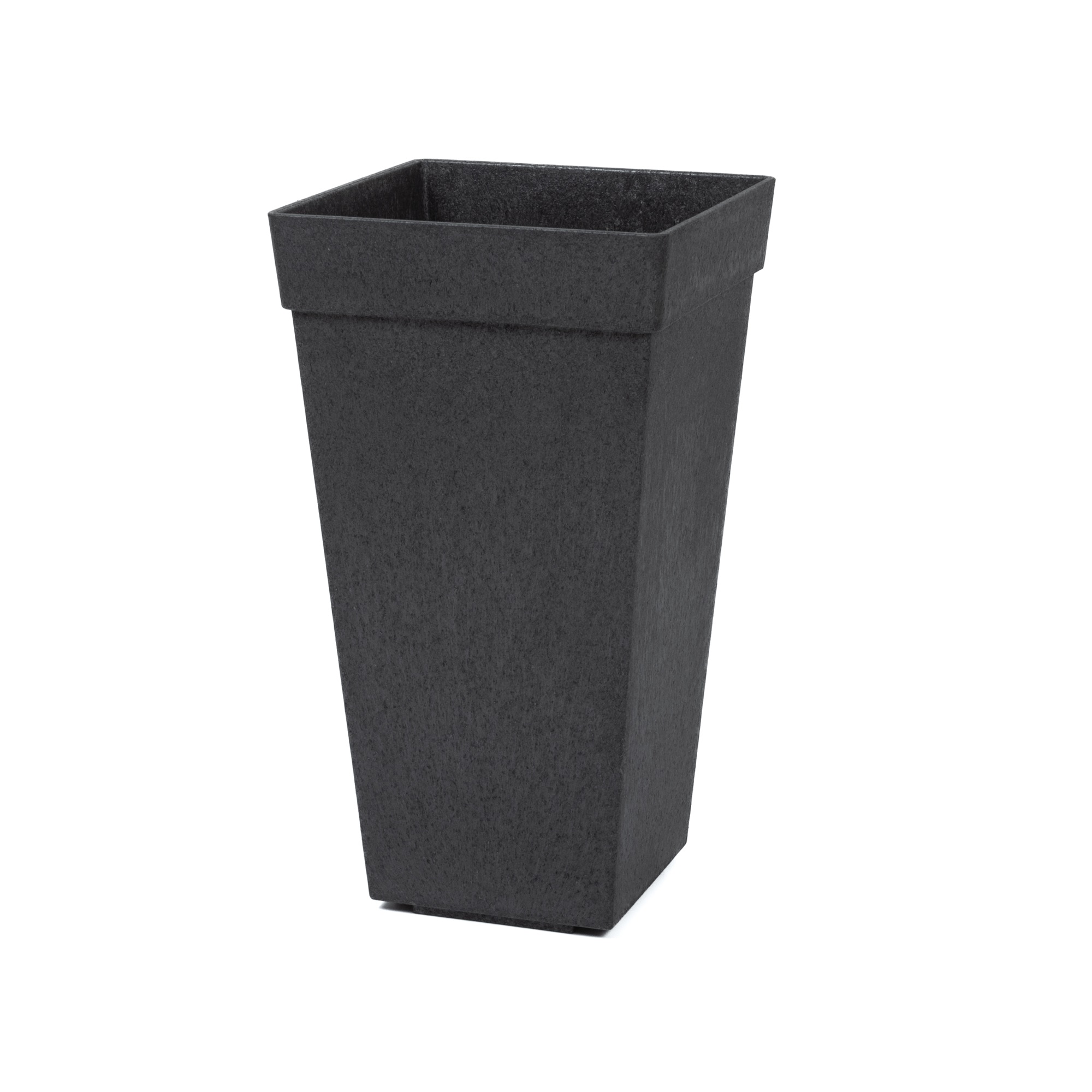 Ghiveci flori cu sistem autoirigare, 37.8×37.8x70cm, cauciuc reciclat, efect ciment, negru, Symphony