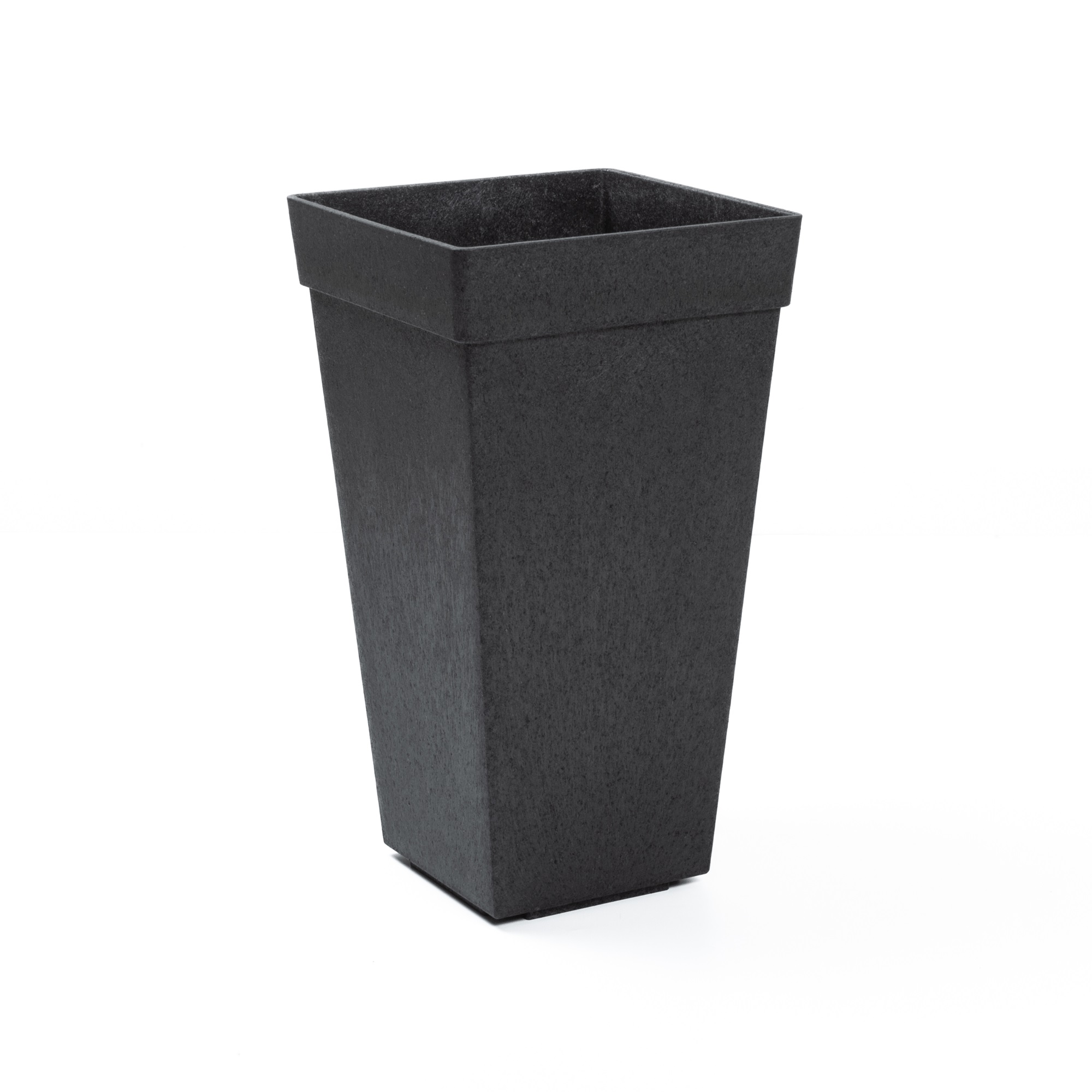 Ghiveci flori cu sistem autoirigare, 27.5×27.5x50cm, cauciuc reciclat, efect ciment, negru, Symphony