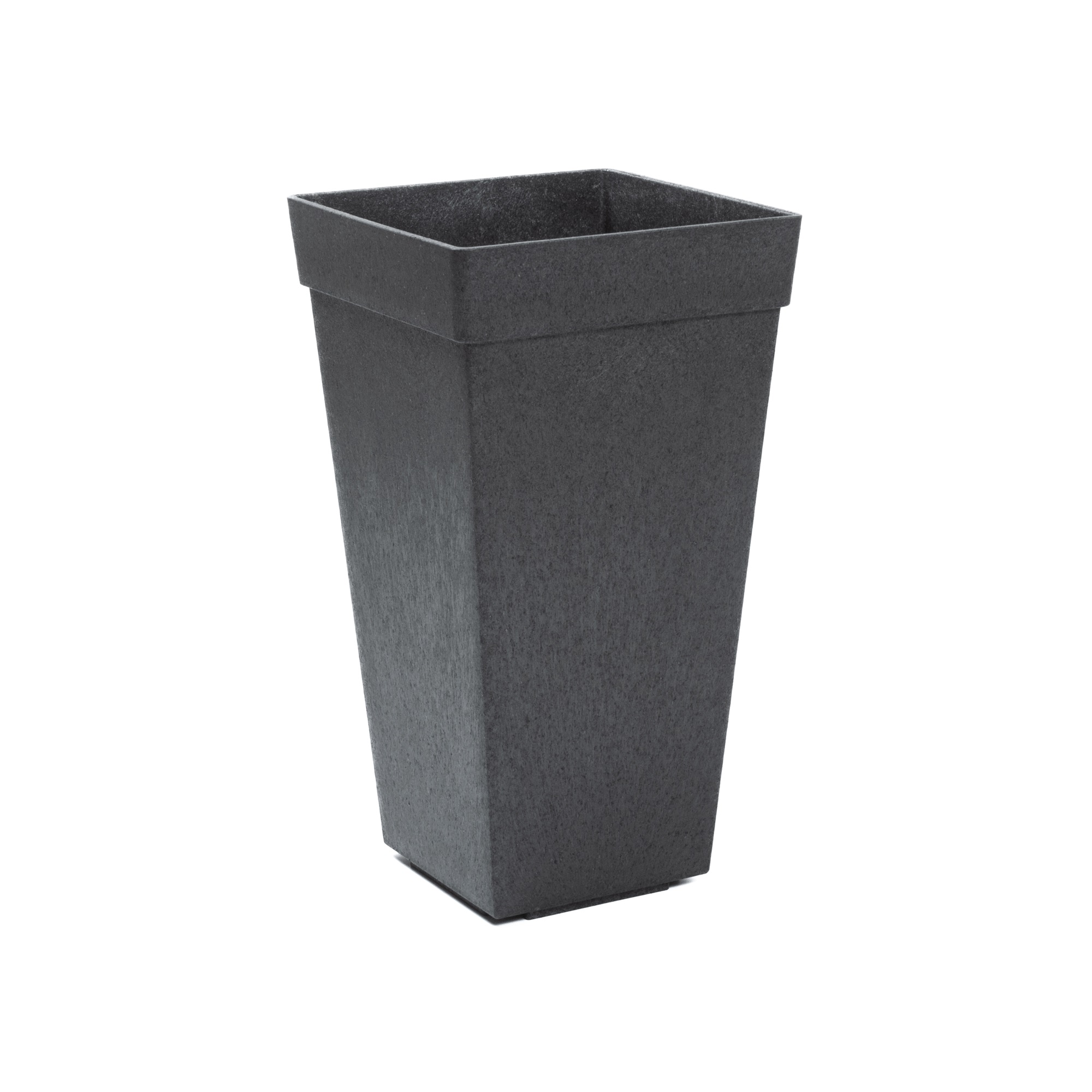 Ghiveci flori cu sistem autoirigare, 27.5×27.5x50cm, cauciuc reciclat, efect ciment, gri, Symphony