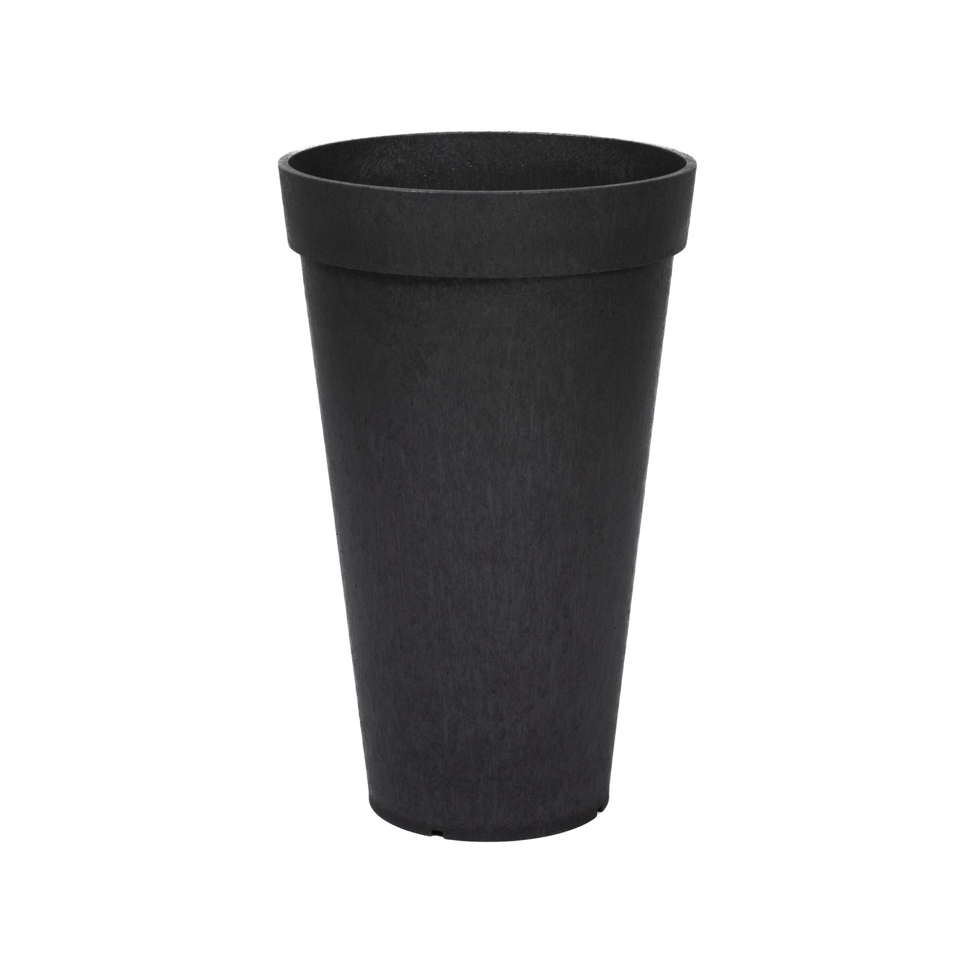 Ghiveci flori cu sistem autoirigare, 37.5×37.5x66cm, cauciuc reciclat, efect ciment, negru, Aria