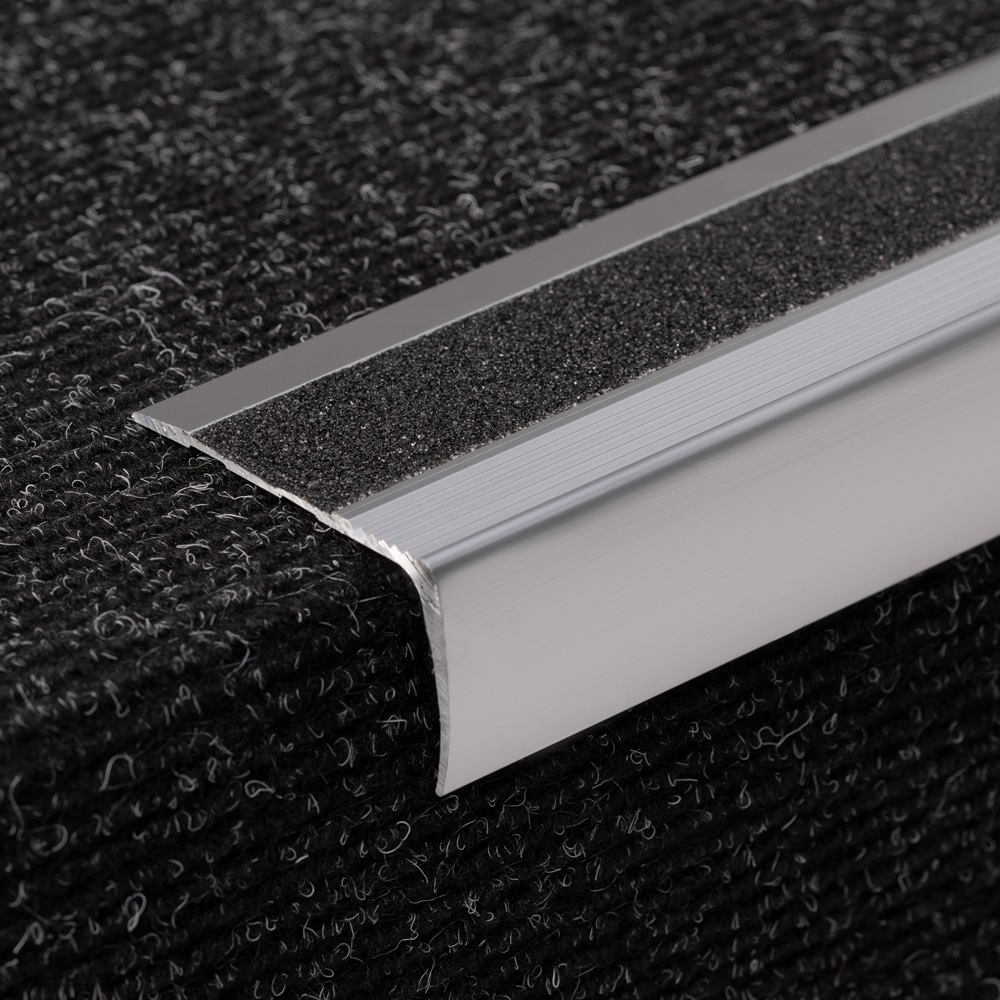 Profil trepte, aluminiu, 28x51.95mmx100cm, argintiu, cu banda antiderapanta, 2853, Ersin