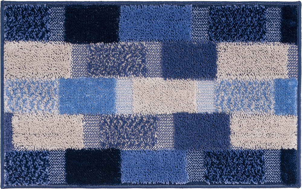 Covoras baie antiderapant Bagno Lilla, model forme geometrice, albastru, tip prosop, 50×80 cm 50x80