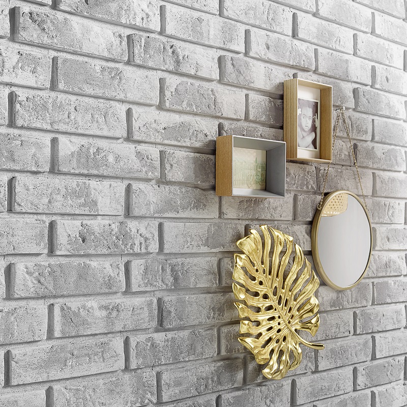 Panou decorativ polistiren Decosa Stone Brick, model imitatie caramida, alb, 59.5cm x 50cm x 2.5cm, bax 7 pachete x 0.97m², Cod 13115 0.97m²