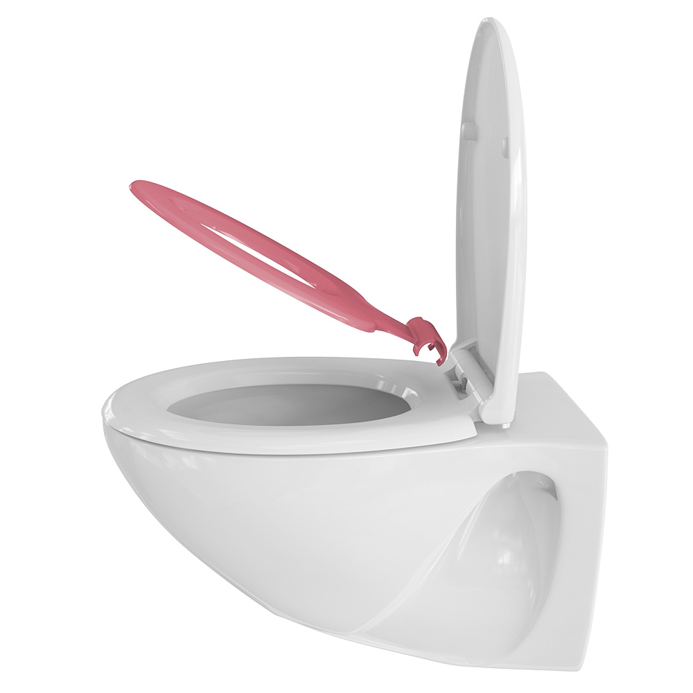 Capac WC cu reductor copii, inchidere lenta si sistem easy clean, alb / roz, Narja