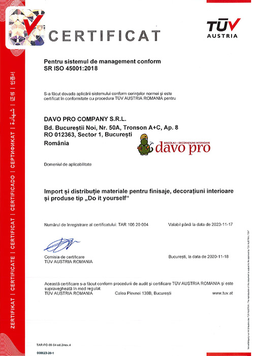 Certificare TUV 45001